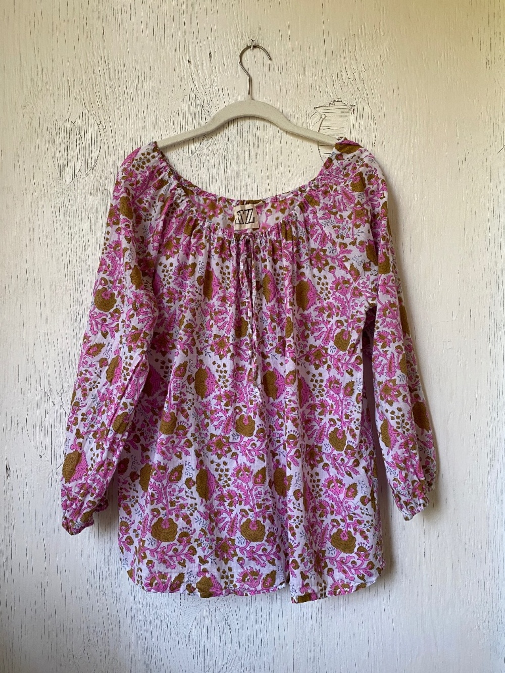 SZ Blockprints pink cotton long sleeve top